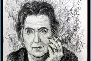 Alda Merini disegnata da Bruno Pollacci