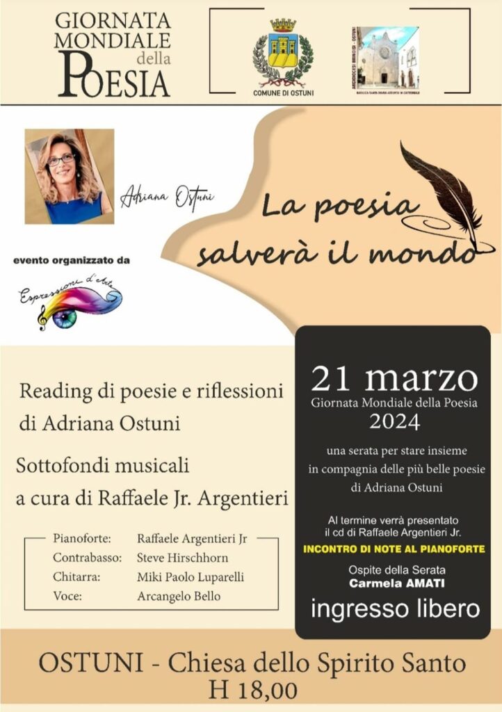 Ostuni evento La poesia salverà il mondo 21 marzo 2024