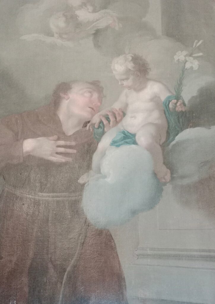 Fig. 5 particolare del Sant'Antonio (foto a colori) di Villa Valmarana ai Nani, Foresteria, attr. al Pasqualotto